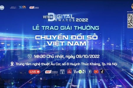 Lễ trao Giải thưởng Chuyển đổi số Việt Nam – Vietnam Digital Awards năm 2022 (VDA 2022) sẽ diễn ra vào ngày 09/10