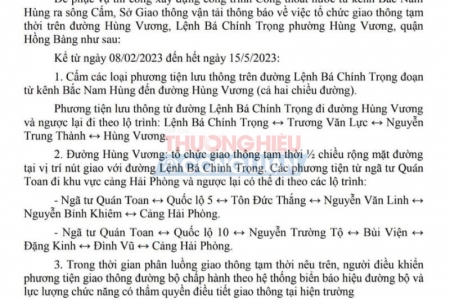 Hải Phòng tổ chức phân luồng giao thông tạm thời tại một số tuyến đường nội thành