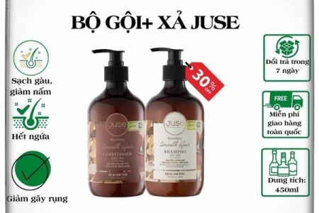 Review bộ đôi chai dầu gội kèm dầu xả JUSE dưỡng ẩm giúp mái tóc suôn mượt bồng bềnh