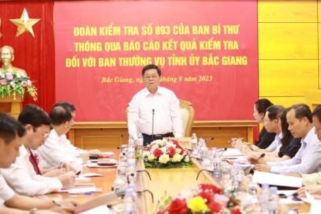 Công bố dự thảo kết quả kiểm tra đối với Ban Thường vụ Tỉnh ủy Bắc Giang