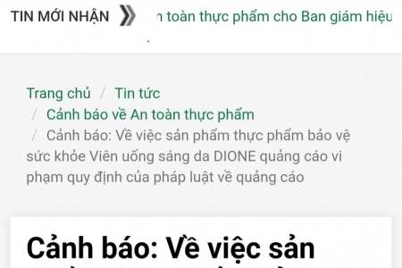 Quảng cáo sản phẩm Viên uống sáng da DIONE vi phạm quy định của pháp luật về quảng cáo