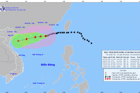 Bão số 4 giật cấp 16, duy trì cường độ của một cơn bão rất mạnh