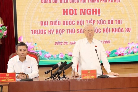 Tổng Bí thư tiếp xúc cử tri Hà Nội trước Kỳ họp thứ 6, Quốc hội khóa XV