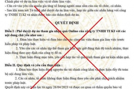 Cảnh báo giả mạo Bộ Công Thương về việc “Phê duyệt dự án tham gia nhận quà online”