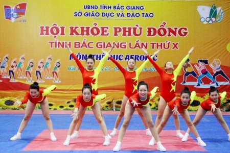 Hội khỏe Phù Đổng tỉnh Bắc Giang: Hơn 600 VĐV thi đấu môn thể dục Aerobic