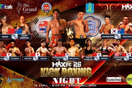 Sự kiện kickboxing quốc tế  MAXFC 26 sắp diễn ra tại Hồ Tràm, Bà Rịa – Vũng Tàu