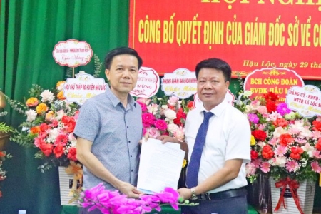 Thanh Hóa: Công bố Quyết định bổ nhiệm Giám đốc Trung tâm Y tế huyện Hậu Lộc