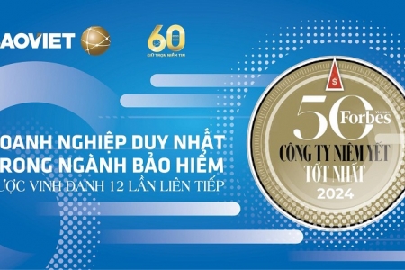 Bảo Việt - doanh nghiệp bảo hiểm duy nhất 12 năm liên tiếp trong “Danh sách 50 công ty niêm yết tốt nhất Việt Nam”