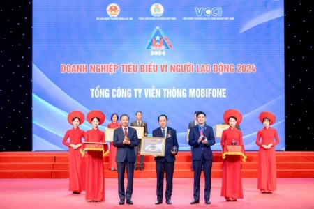 MobiFone vinh dự nhận bằng khen tại lễ vinh danh ‘Doanh nghiệp tiêu biểu vì Người lao động’ năm 2024