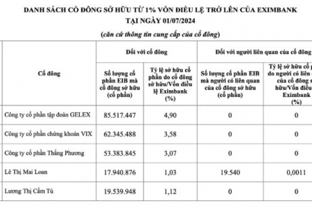 Sở hữu 4,9% vốn điều lệ, Gelex thành cổ đông lớn nhất của Eximbank