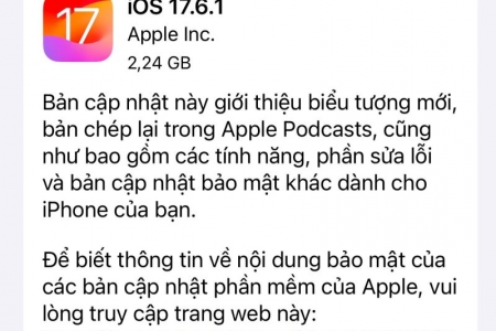 Apple phát hành bản cập nhật iOS 17.6.1