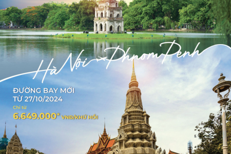 Chính thức mở bán đường bay thẳng Hà Nội - Phnom Penh từ ngày 27/10