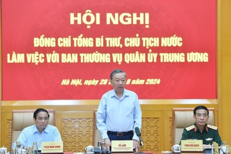 Tổng Bí thư, Chủ tịch nước Tô Lâm làm việc với Ban Thường vụ Quân ủy Trung ương