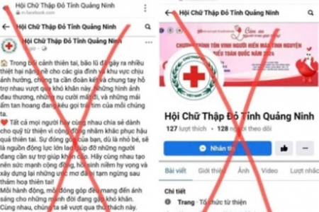 Cảnh báo tình trạng giả fanpage Hội Chữ thập đỏ Quảng Ninh kêu gọi chuyển khoản