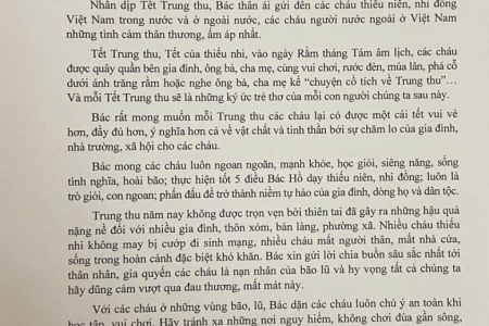 Tổng Bí thư, Chủ tịch nước Tô Lâm gửi thư chúc Tết Trung thu cho các cháu thiếu niên, nhi đồng