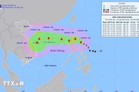 Chiều mai 24/10, bão số 6 vào Biển Đông, giật cấp 15