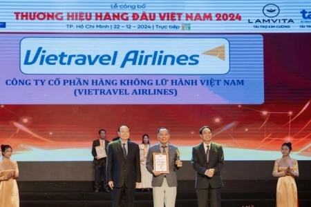 Hãng Hàng không Vietravel được vinh danh Thương hiệu hàng đầu Việt Nam 2024