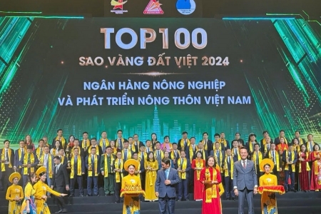 Agribank được vinh danh Giải thưởng Sao Vàng đất Việt năm 2024