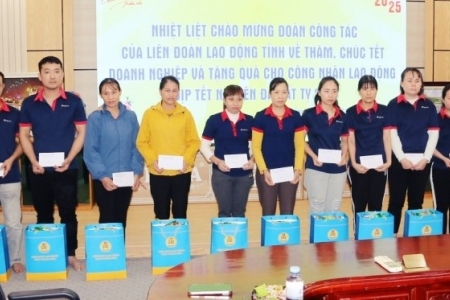 Liên đoàn Lao động tỉnh Thanh Hóa thăm, chúc Tết doanh nghiệp và tặng quà cho đoàn viên, người lao động