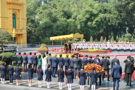 Thủ tướng Phạm Minh Chính chủ trì lễ đón Thủ tướng Liên bang Nga Mikhail Mishustin thăm chính thức Việt Nam