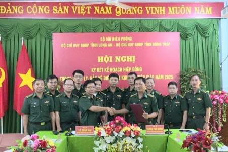 Bộ đội Biên phòng Long An và Đồng Tháp: Ký kết kế hoạch hiệp đồng trong quản lý, bảo vệ biên giới khu vực tiếp giáp năm 2025