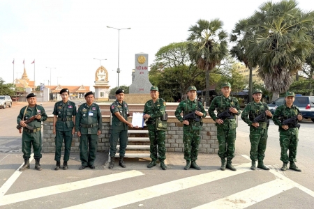 Đồn Biên phòng CKQT Bình Hiệp và Đồn cảnh sát bảo vệ Biên giới X13 tuần tra song phương quản lý, bảo vệ biên giới