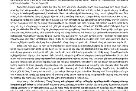 Thư chúc mừng của Bộ trưởng Bộ Công Thương Nguyễn Hồng Diên nhân Ngày Thương hiệu Việt Nam (20/4/2008 - 20/4/2025)