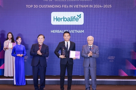 Herbalife Việt Nam được vinh danh Top 50 doanh nghiệp FDI tiêu biểu tại Việt Nam tại Giải thưởng Rồng Vàng 2025