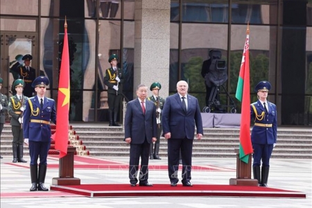 Lễ đón Tổng Bí thư Tô Lâm thăm cấp Nhà nước Cộng hòa Belarus