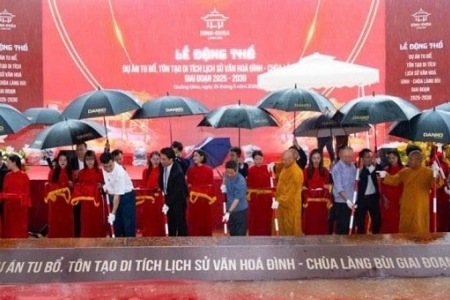 Lễ động thổ tu bổ, tôn tạo di tích Đình - Chùa làng Bùi