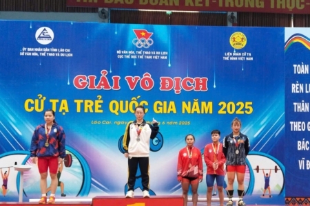 Lạng Sơn: Đạt 5 huy chương tại Giải Vô địch Cử tạ trẻ quốc gia năm 2025