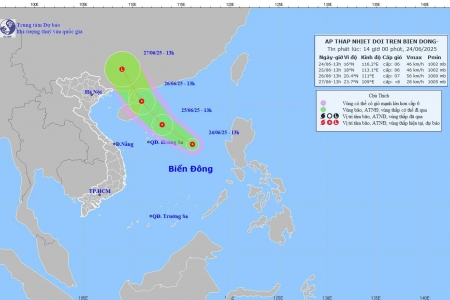 Áp thấp nhiệt đới sắp di chuyển vào Vịnh Bắc Bộ