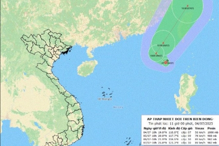Áp thấp nhiệt đới khả năng mạnh lên thành bão trong 24 giờ tới