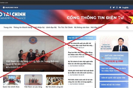 Bộ Tài Chính cảnh báo việc giả mạo Cổng thông tin điện tử của Bộ để lừa đảo