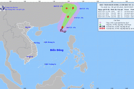 Bão di chuyển theo hướng Bắc Đông Bắc hướng về vùng biển tỉnh Phúc Kiến (Trung Quốc)