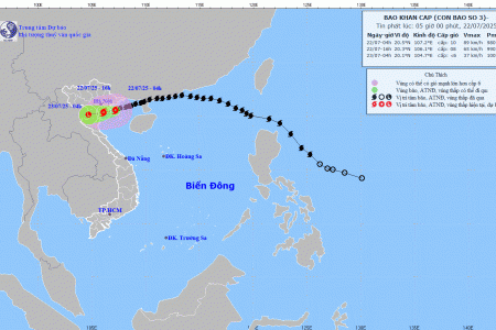 Tâm bão số 3 tiến gần Hải Phòng - Hưng Yên - Ninh Bình