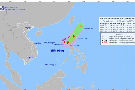 Cập nhật tin bão số 4: Di chuyển chậm lại, tốc độ giảm 1/3 so với sáng nay
