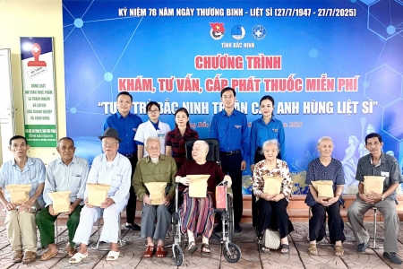 Tuổi trẻ Bắc Ninh tri ân, khám, tư vấn, cấp phát thuốc miễn phí cho người có công và gia đình chính sách