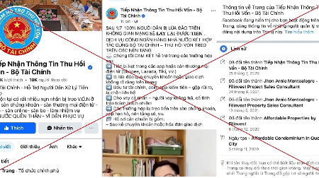 Cảnh báo: Trang Facebook mạo danh Bộ Tài chính lừa người dân lấy lại tiền bị lừa