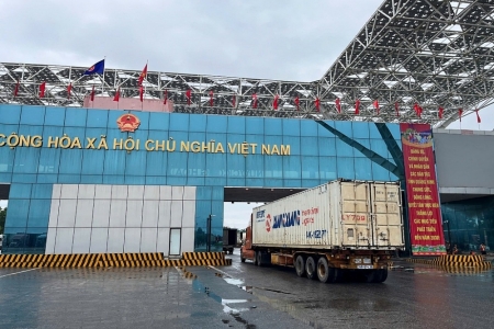 Hải quan khu vực VIII làm thủ tục cho 2.190 thùng carton dừa tươi qua cầu Bắc Luân II