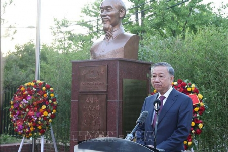 Tổng Bí thư Tô Lâm dự Lễ Khánh thành tượng Chủ tịch Hồ Chí Minh tại Hàn Quốc