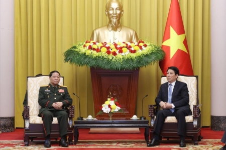 Chủ tịch nước Lương Cường tiếp Chủ nhiệm Tổng cục Chính trị Quân đội nhân dân Lào