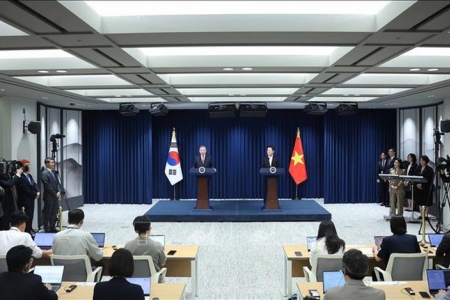 Tổng Bí thư Tô Lâm và Tổng thống Hàn Quốc Lee Jae Myung gặp gỡ báo chí