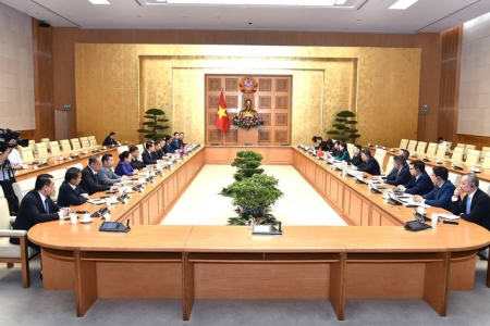 Phó Thủ tướng Hồ Đức Phớc làm việc với Đoàn Ban Cải cách doanh nghiệp của Trung ương Đảng Nhân dân Cách mạng Lào