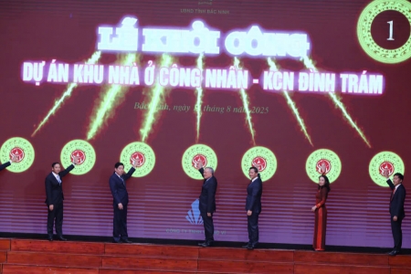 Phó Thủ tướng Nguyễn Hòa Bình nhấn nút khởi công dự án xây dựng nhà ở xã hội tại Bắc Ninh