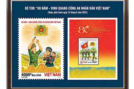 Phát hành Bộ tem bưu chính với chủ đề ‘80 năm – Vinh quang Công an nhân dân Việt Nam’
