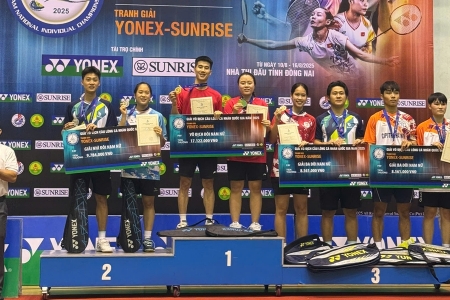 Bắc Ninh xếp thứ Nhất toàn đoàn tại Giải vô địch Cầu lông cá nhân quốc gia năm 2025