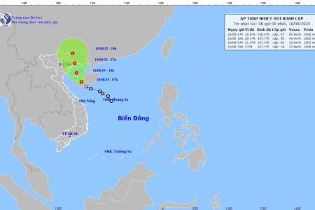 Áp thấp nhiệt đới mạnh lên trên vịnh Bắc Bộ, cách đặc khu Bạch Long Vĩ khoảng 115km