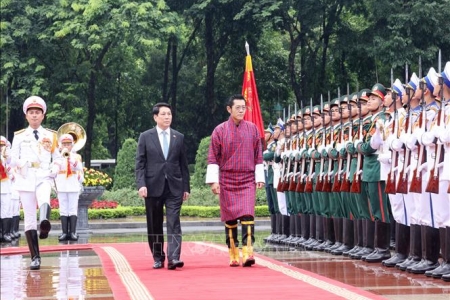 Chủ tịch nước Lương Cường chủ trì lễ đón cấp Nhà nước Quốc vương Bhutan