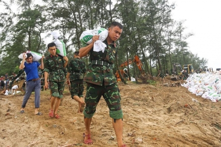 Hà Tĩnh khẩn trương gia cố đê biển trước bão số 5